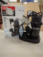 Everbilt 1/4 HP Aluminum Sump Pump Vertical Switch. Comes in open box as is shown in photos. Appears