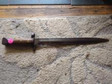 (FD) SANDERSON SHEFFIELD MODEL 1888 BAYONET, MARKED S 25 X, 12/26, WORN CONDITION, 16 3/8"L BLADE 11