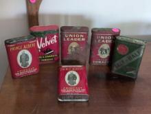 (LR) LOT OF (6) VINTAGE CIGERETTE TINS.