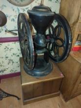 (DR) OLD STYLE ENTERPRISE MFG PHILADELPHIA CAST IRON COFFEE GRINDER, DIMENSIONS - 54.5" H X 27" W X