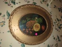 (DR) OVAL WALL HANGING FRUIT PICTURE, DIMENSIONS - 18" X 14" , WHAT YOU SEE IN THE PHOTOS IS EXACTLY