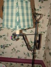 DR - Black Metal Floor Lamp with Green and White Plaid Shade, 63" Height, What You See in the Photos