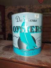 DR - Oysters Tin, No Lid, Approximate Dimensions - 7.5" H x 6.5" W, What You See in the Photos is