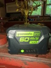 (KIT) Lot of Greenworks Items to Include, (2) 60 Volt Lithium 4.0 Batteries and (1) Charger, Both