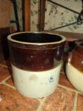 (KIT) Lot of 2 Glazed Crock Pots to Include, vintage stoneware crock bean pot Measure Approximately