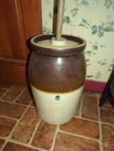 (KIT) Antique 6 Gallon Butter Churn With Original Lid And Churn, Measure Approximately 10 in x 18