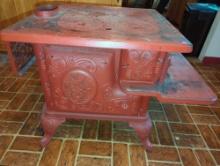 (KIT) PLEASE BRING HELP TO LOAD THIS ITEM, NEW EXCELSIOR COOK CAST IRON RED EARLY STYLE STOVE 128-C,