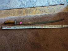 (LR) ANTIQUE FRENCH SABER, STAMPED WITH THE FLEUR DE LIS ON BOTH SIDES, 26"L TOTAL LENGTH, 20 7/8"