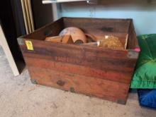 (BR2) VINTAGE GENERAL BAKING COMPANY WOOD CRATE WITH CONTENTS TO INCLUDE A VINTAGE GONE WITH THE