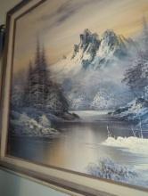 (BR3) - Wall Hanging Snow Scene Print, Dimensions - 41" L x 29" W, What You See in the Photos is