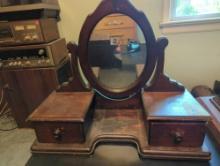 (BR3) LOT OF 4 ITEMS INCLUDING VICTORIAN STYLE SHAVING MIRROR, KAYWOODIE 6 SLOT PIPE RACK AND