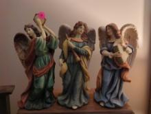 (LR) LOT OF 3 CERAMIC ANGEL FIGURINES, 10 3/4"H AND 10"H