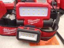 (NO BATTERIES) Lot of 2 Items To Include, Milwaukee 550 Lumens LED REDLITHIUM USB Pivoting Flood