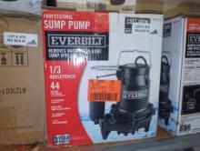 Everbilt 1/3 HP Cast Iron Sump Pump, Retail Price $187, Appears to be Used, Appears to have Some