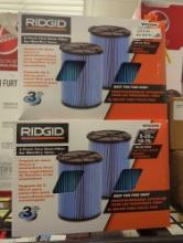 Lot of 2 RIDGID Fine Dust Pleated Paper Wet/Dry Vac Replacement Cartridge Filter for Most 5 Gal and