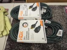 Lot of 2 HDX 55 ft. 16/3 Green Outdoor Extension Cord, Appears to be New in Factory Package Retail