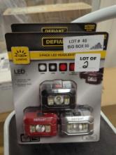 Lot of 2 Defiant 100 Lumens LED Headlight Combo, Appears to be New in Factory Sealed Package Retail