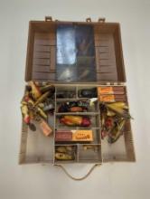 Tackle Box and contents includes Bomber lures and other various lures. Comes as is shown in photos.