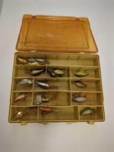 Dual-sided Tackle Box and contents including various fishing lures. Comes as is shown in photos.