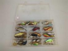 Tackle Box and contents including various fishing lures of similar style. Comes as is shown in