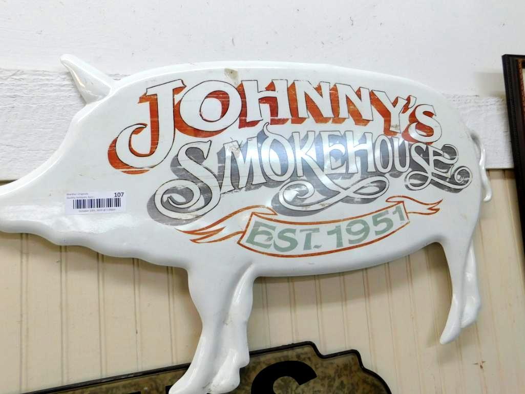 "Johnnys Smokehouse" - Metal Repro Sign