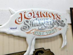 "Johnnys Smokehouse" - Metal Repro Sign