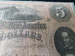 1864 Confederate $5 Bill