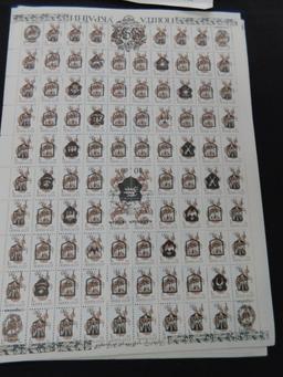 Lot of Many Russian CCCP Full Sheet Stamps 1990s