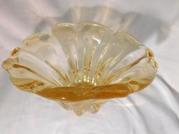 MCM Murano Blown Glass Vase Yellow with Flared Tips
