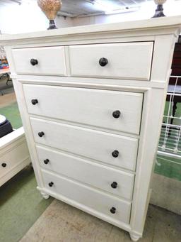 Modern 5 Drawer White Tall Dresser