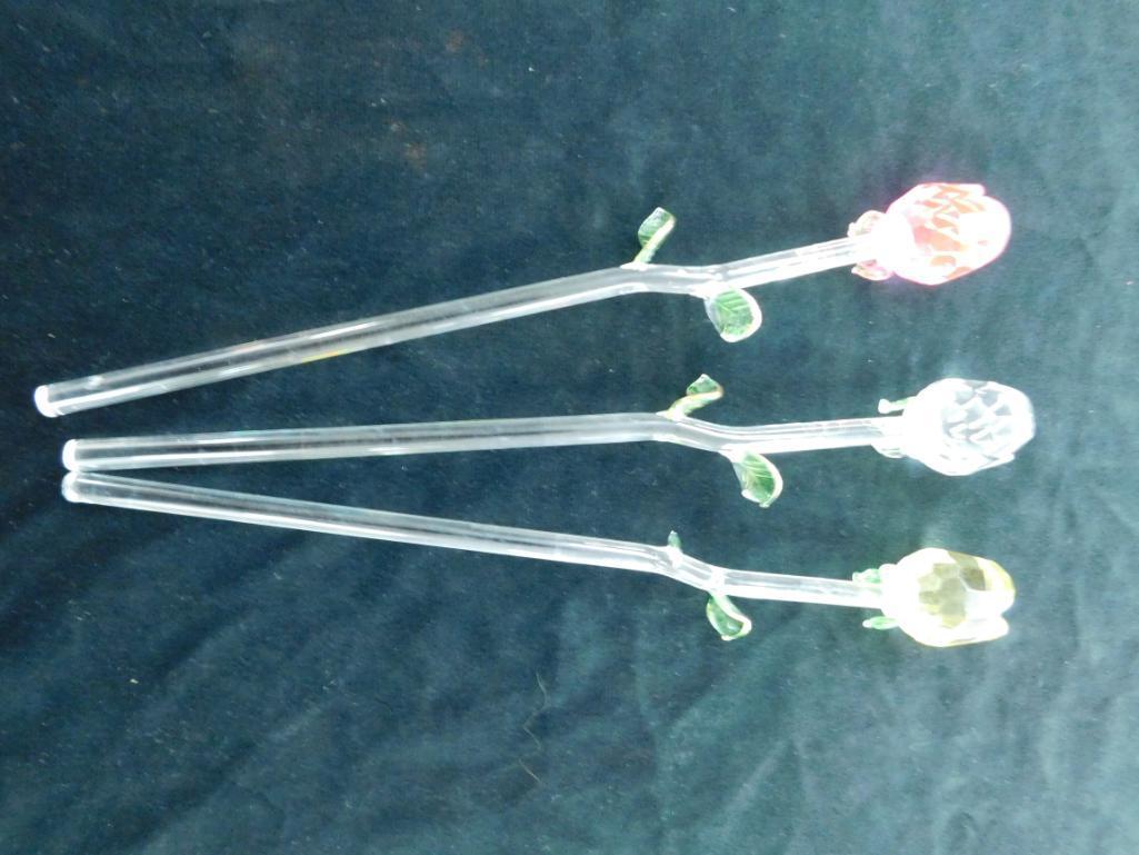 Grouping of 3 Crystal Roses