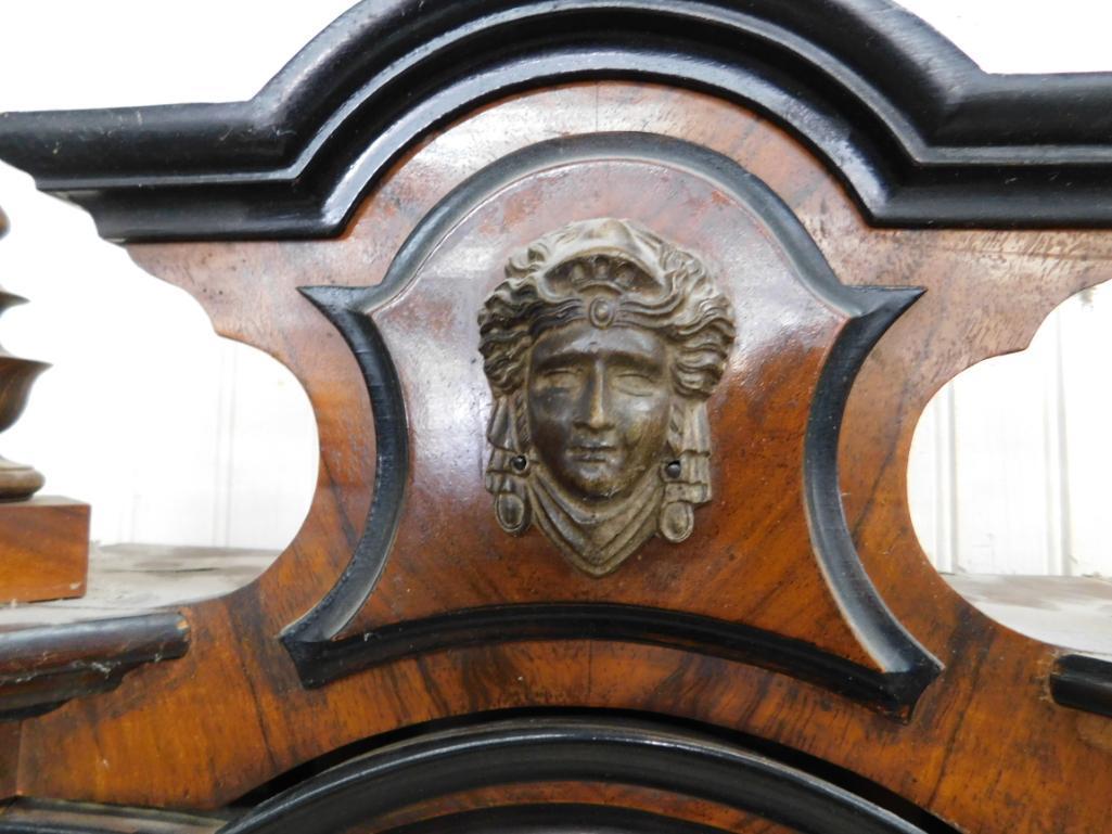 Vintage Wall Clock with Porcelain Face and 2 Weights