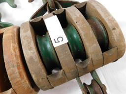 Large Wood and Metal Pulleys