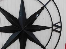 Large Painted Black Compass Metal Wall Art