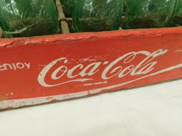 Vintage wood Coca Cola Crate with 24 Vintage Bottles