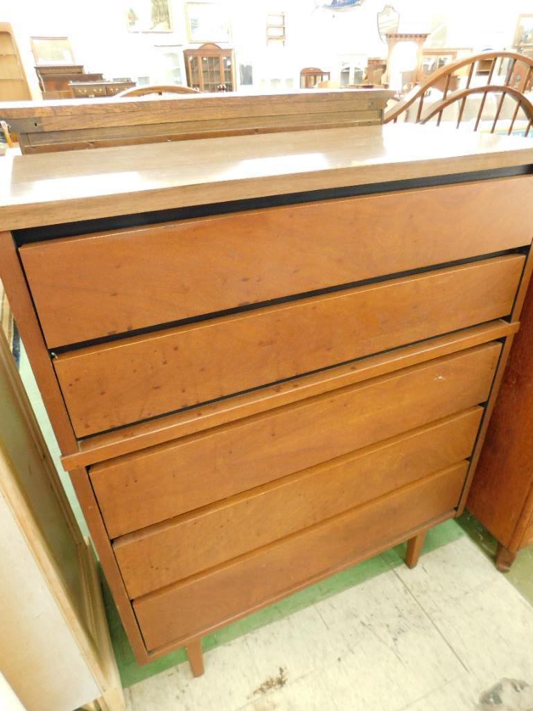 MCM Mid Century Stanley 5 Drawer Highboy Dresser