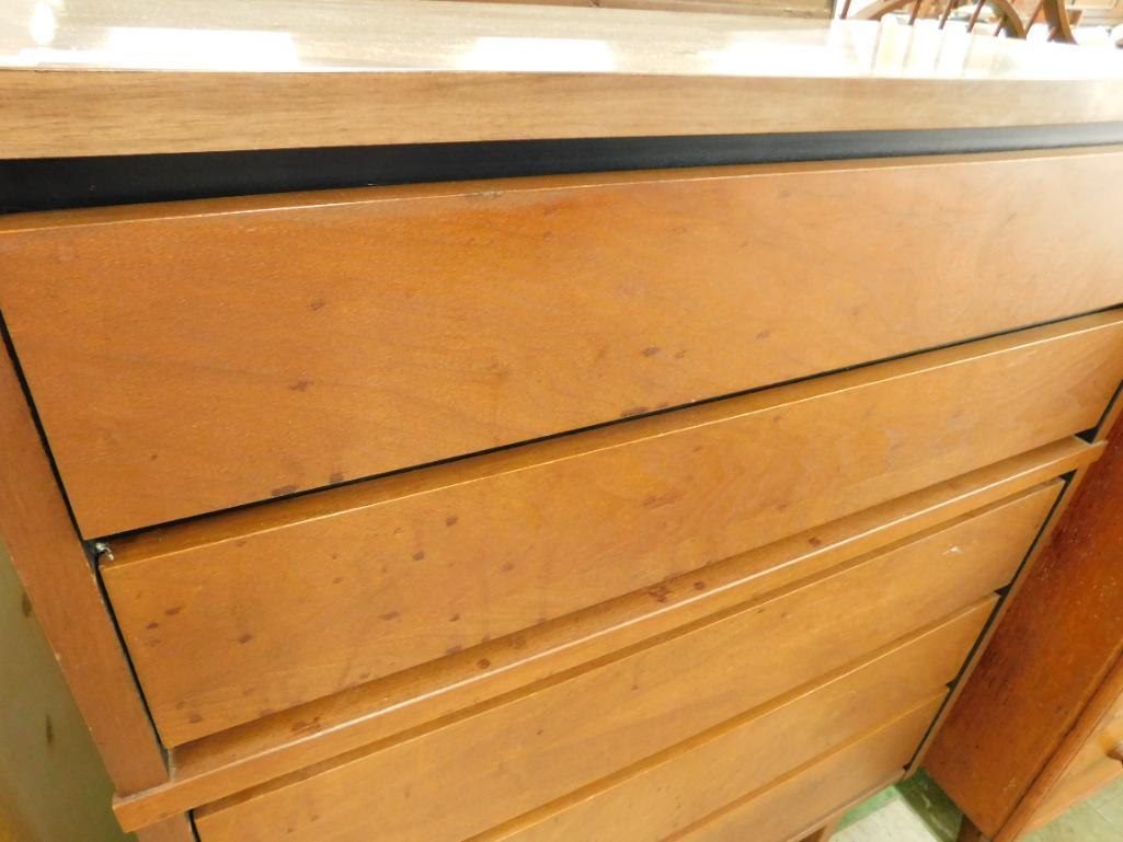 MCM Mid Century Stanley 5 Drawer Highboy Dresser