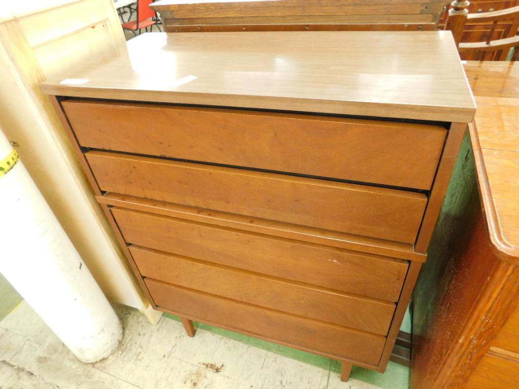 MCM Mid Century Stanley 5 Drawer Highboy Dresser