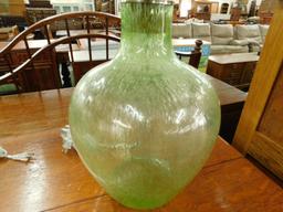 Pair of Blown Glass Green Lamps