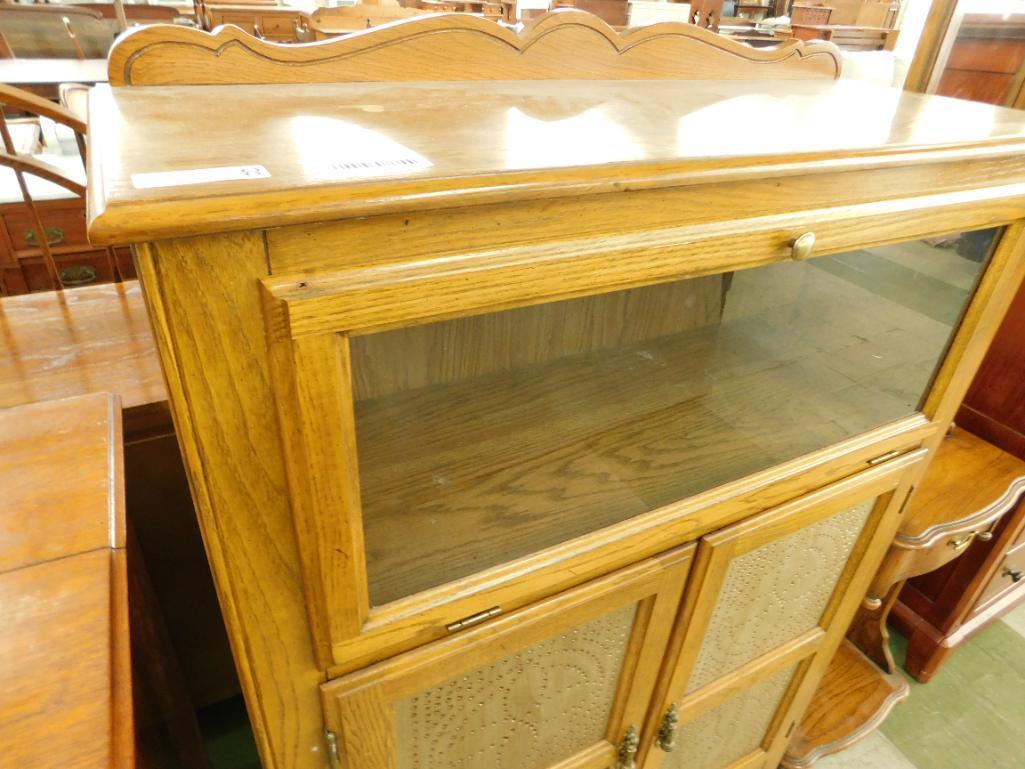 Oak Pie Safe with Glass Top Door