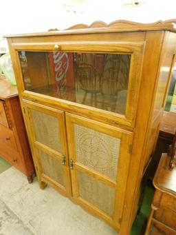 Oak Pie Safe with Glass Top Door