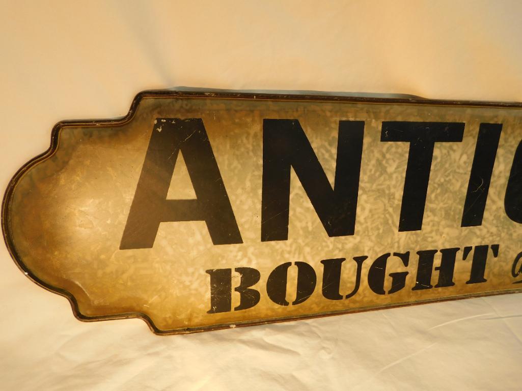 Modern "Antiques Bought and Sold" Metal Sign