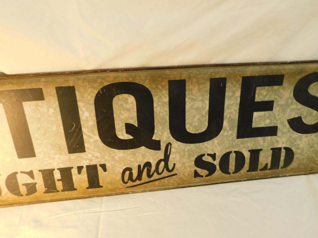 Modern "Antiques Bought and Sold" Metal Sign