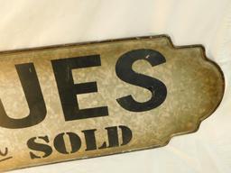 Modern "Antiques Bought and Sold" Metal Sign