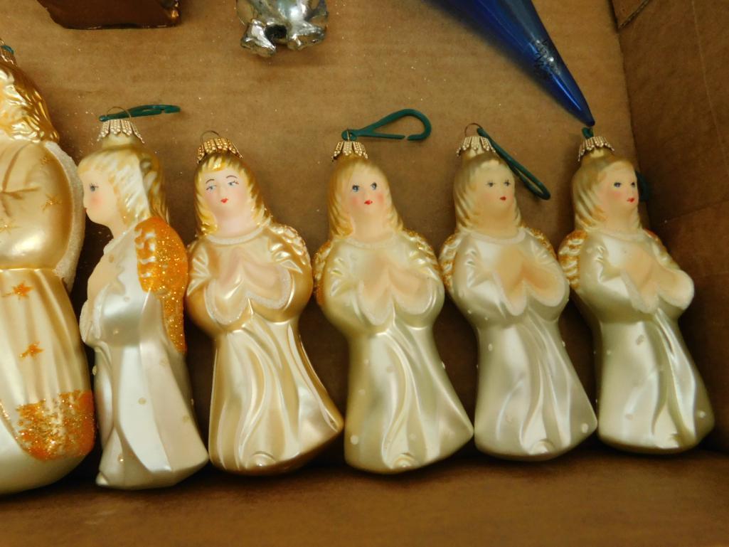 Box Lot Of Hand Blown Angel Ornaments Plus Others - Some Radko - Dansk Plus