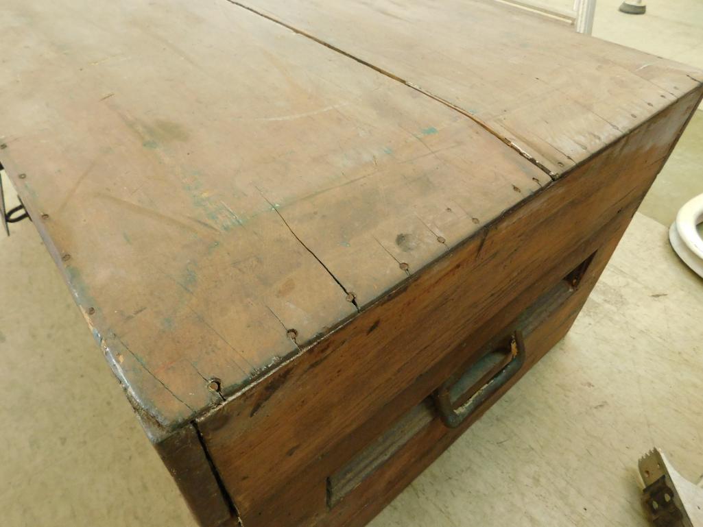 Vintage Wood Tool Box with Tray