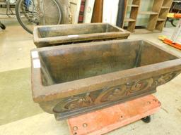 Stained Concrete Rectangular Planters - Brown Stain