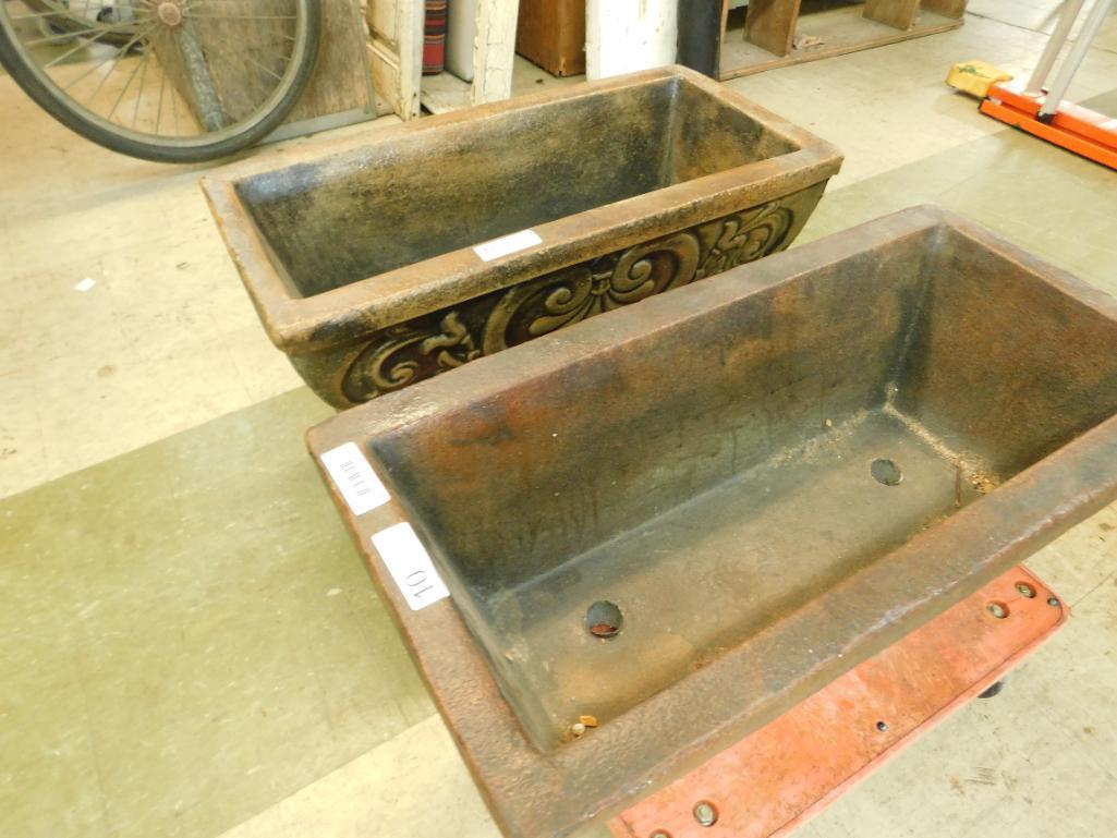 Stained Concrete Rectangular Planters - Brown Stain