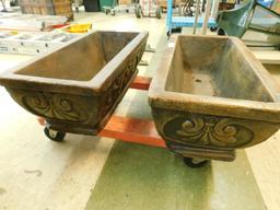 Stained Concrete Rectangular Planters - Brown Stain