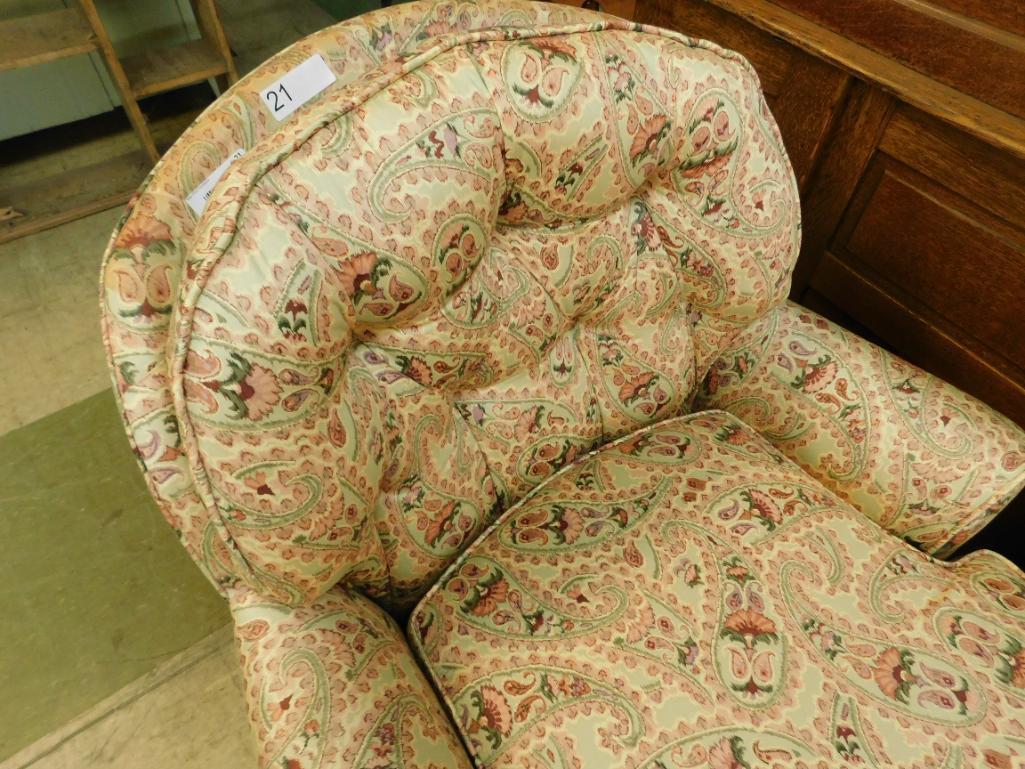 Vintage Upholstered Chase Lounge with Paisley Pattern - 50s 60s